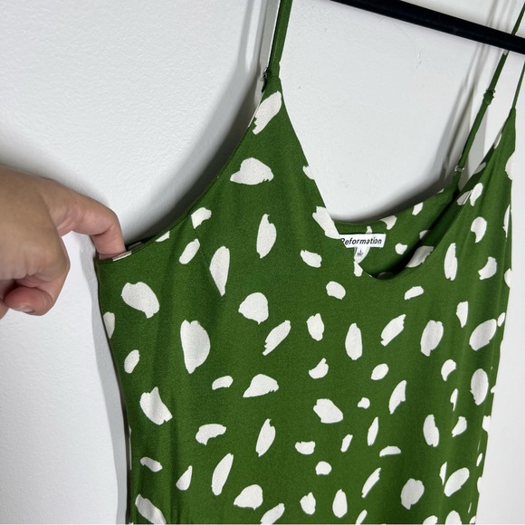 NEW Reformation Sz L Ventura Mini Slip Dress Green - Picture 4 of 9